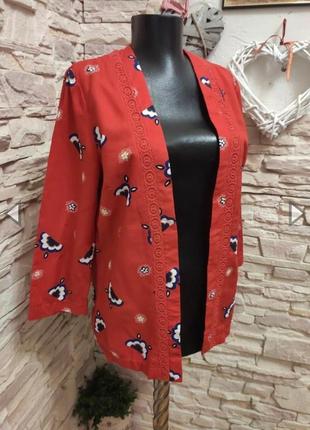 Стильный красный легкий пиджак без пуговиц в восточном стиле tu (размер 16-1810 фото