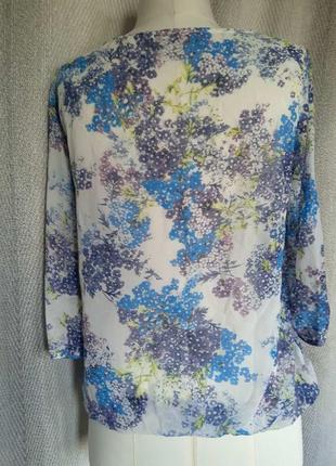 Жіноча шифонова блуза, блузка, об'ємний рукав, дрібний квітка.2 фото