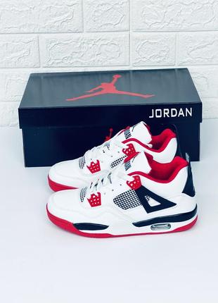 Кросівки чоловічі nike jordan 4 retro кроссовки мужские джордан бело-красные2 фото