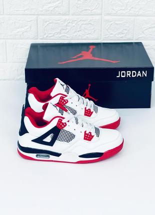 Кросівки чоловічі nike jordan 4 retro кросівки чоловічі джордан біло-червоні