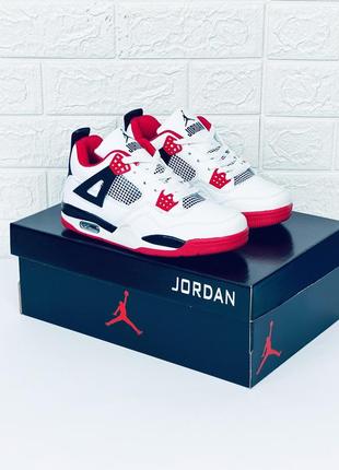 Кросівки чоловічі nike jordan 4 retro кроссовки мужские джордан бело-красные4 фото