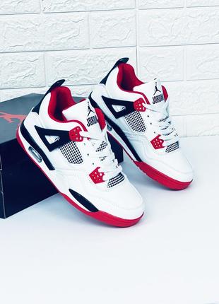 Кросівки чоловічі nike jordan 4 retro кросівки чоловічі джордан біло-червоні6 фото