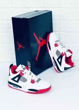 Кросівки чоловічі nike jordan 4 retro кроссовки мужские джордан бело-красные8 фото