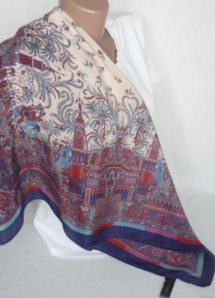Італія tie rack 100% ніжний шовк шовкова хустка принт індійські мотиви з слонами шёлковый платок3 фото