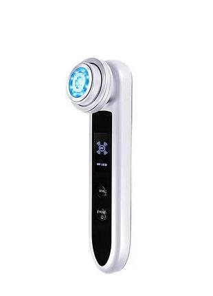 Микротоковый массажер для лица с функцией rf + ems + led терапия и охлаждение белый