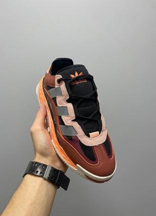 Классные мужские кроссовки adidas niteball leather bordo orange бордовые с оранжевым3 фото