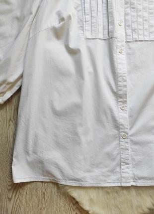 Белая длинная рубашка натуральная туника хлопок батал большого размера воротник стойка5 фото