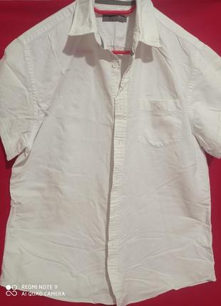Т21. хлопковая качественная фирменная белая рубашка с коротким рукавом 24:7 хлопок бавовна бавовняна8 фото