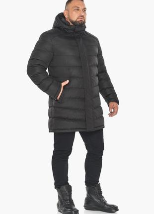 Чёрная зимняя теплая куртка мужская удлинённая модель braggart "aggressive"7 фото