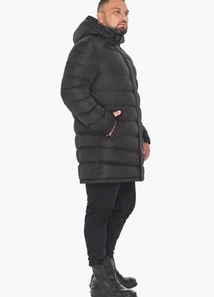 Чёрная зимняя теплая куртка мужская удлинённая модель braggart "aggressive"8 фото
