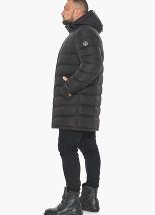 Чёрная зимняя теплая куртка мужская удлинённая модель braggart "aggressive"9 фото
