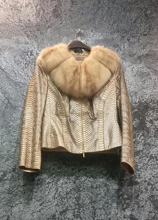 Дизайнерська куртка з пітона ( рептилія) і соболя1 фото