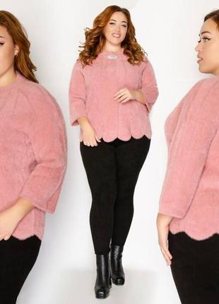 Короткая теплая накидка из альпаки на кнопках размеры полубатал и батал