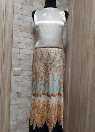 Очень красивая сатиновая юбка  трапеция2 фото
