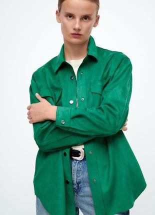 Замшева куртка zara xs s \ зелена куртка zara s xs4 фото