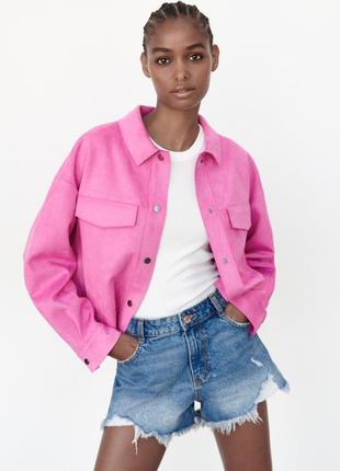 Рожева замшева куртка zara \ рожева куртка zara