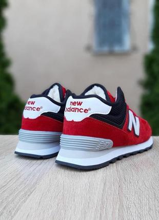 Теплые зимние кроссовки new balance 574 красные с чёрным  низкие женские зимние кроссовки   нью беленс на меху7 фото