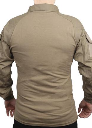Тактическая рубашка lesko a655 sand khaki s мужская хлопковая рубашка с карманами на кнопках на рукавах3 фото