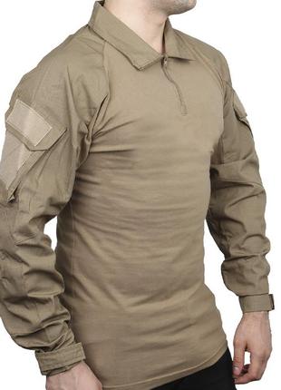 Тактическая рубашка lesko a655 sand khaki 3xl хлопковая с плотными рукавами убакс4 фото