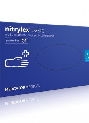 Перчатки нитриловые mercator medical nitrylex basic (100 шт), размер m, синие