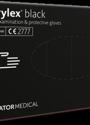 Перчатки нитриловые mercator medical nitrylex (100 шт), размер m, чёрные1 фото