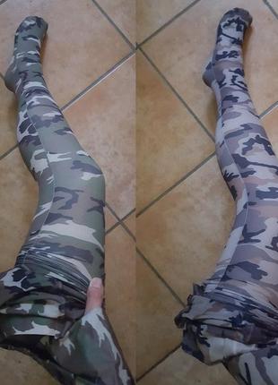 Фірмові італійські колготи в стилі мілітарі calzedonia camouflage grigio/verde5 фото