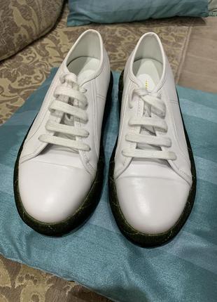 Кроссовки ботинки оригинальные белые с велюровой косичкой кожаные marco de vincenzo 💚2 фото