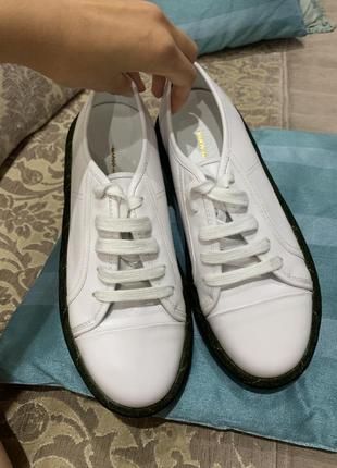 Кроссовки ботинки оригинальные белые с велюровой косичкой кожаные marco de vincenzo 💚3 фото