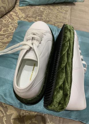 Кроссовки ботинки оригинальные белые с велюровой косичкой кожаные marco de vincenzo 💚9 фото