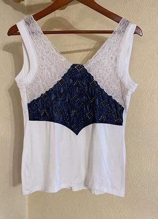 Футболка, майка,, топ цвет белый sassofono