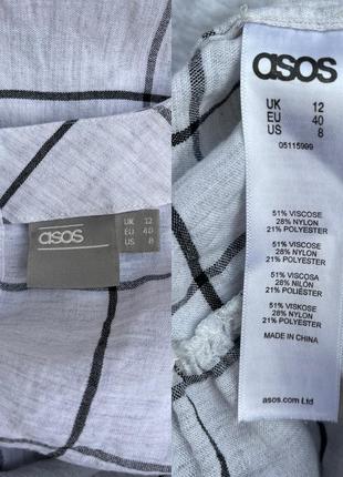 Біла блузка з баскою в клітинку вільного крою оверсайз  віскоза asos8 фото