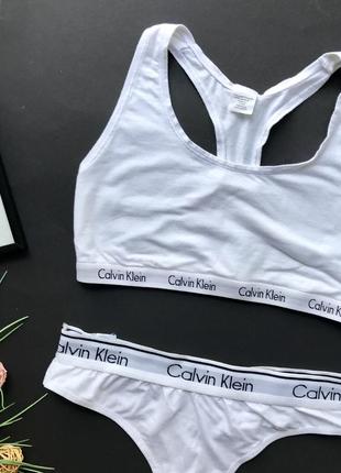 Стильный трикотажный белый комплект белья calvin klein5 фото