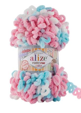 Пряжа alize puffy fine 833 color 6377