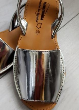 Качественные женские кожаные сандалии серебро, босоножки, менорки, испания, оригинал3 фото