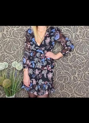 Сукня шифон з квітковим принтом1 фото