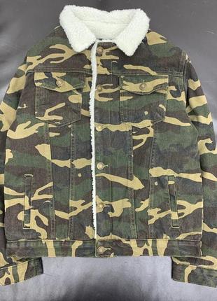 Куртка джинсова чоловіча утеплена камуфляжна