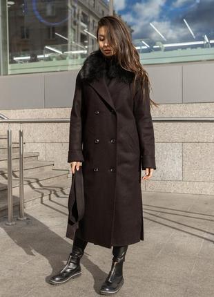 Зимовий довге чорне пальто жіноче9 фото