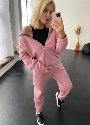 Теплый женский спортивный костюм на флисе 42-44 46-48 50-52 54-56 (s-5xl) фрез