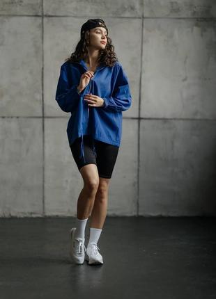 Женская куртка весенняя осенняя 42-44 46-48 (s-m l-xl) ветровка с капюшоном синяя