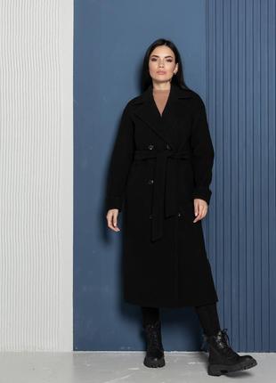 Культовое черное демисезонное длинное пальто торонто2 фото