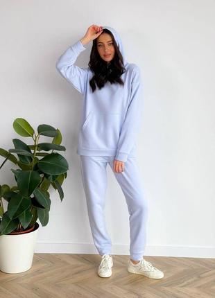 Спортивний костюм жіночий s-xl(42-48)худі в стилі оверсайз з капюшоном штани висока посадка блакитний