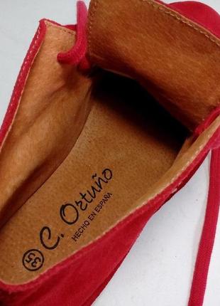 Яркие красные замшевые ботинки, дезерты со шнурками, унисекс, испания, оригинал5 фото