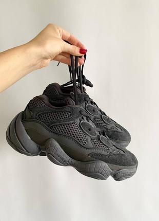 Adidas yeezy 500 utility black жіночі кросівки адідас ізі чорні з сіточкою женские чёрные кроссовки с сеточкой бренд