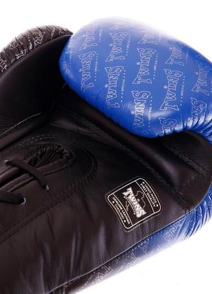 Перчатки боксерської шкіряні професійні на шнуровці twins fbgll1-tw16 фото