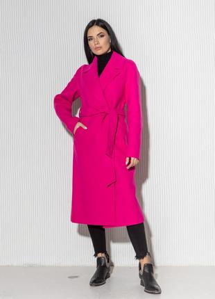 Яркое демисезонное женское брендовое пальто мадрид фуксия