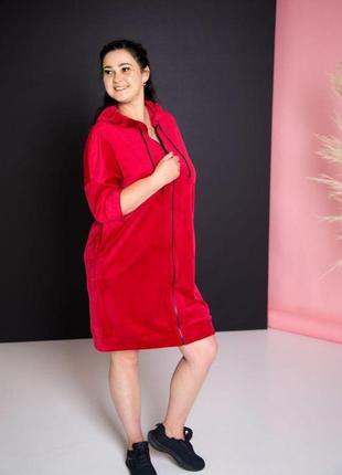 Женский халат велюровый на молнии с капюшоном8 фото