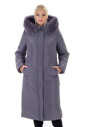 Зимнее женское длинное пальто больших размеров