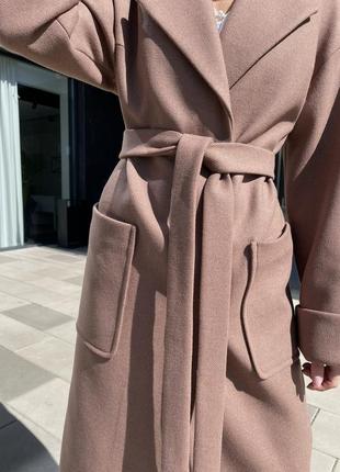 Демісезонне жіноче довге актуальне пальто преміум якості5 фото