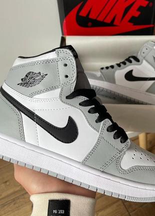 Мужские кроссовки nike air jordan 1 mid grey black white 40-41-42-43-44-46