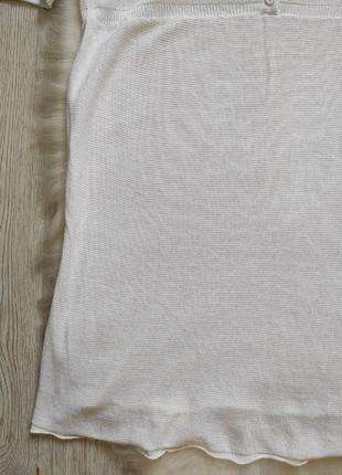 Белая футболка блуза хлопок квадратным вырезом декольте пуговицами вязаная натуральная стрейч7 фото